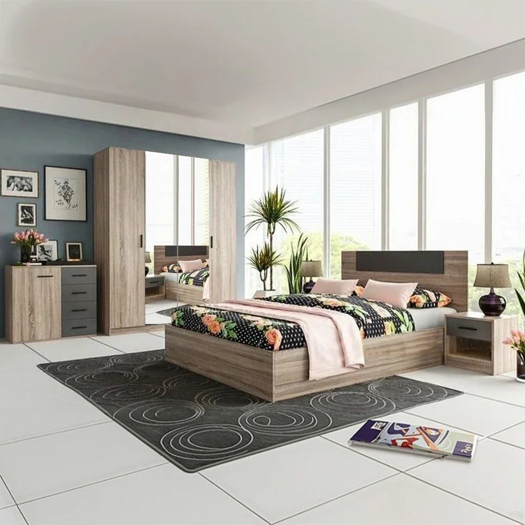 غرفة نوم ، خشب ام دي اف - 5 قطع