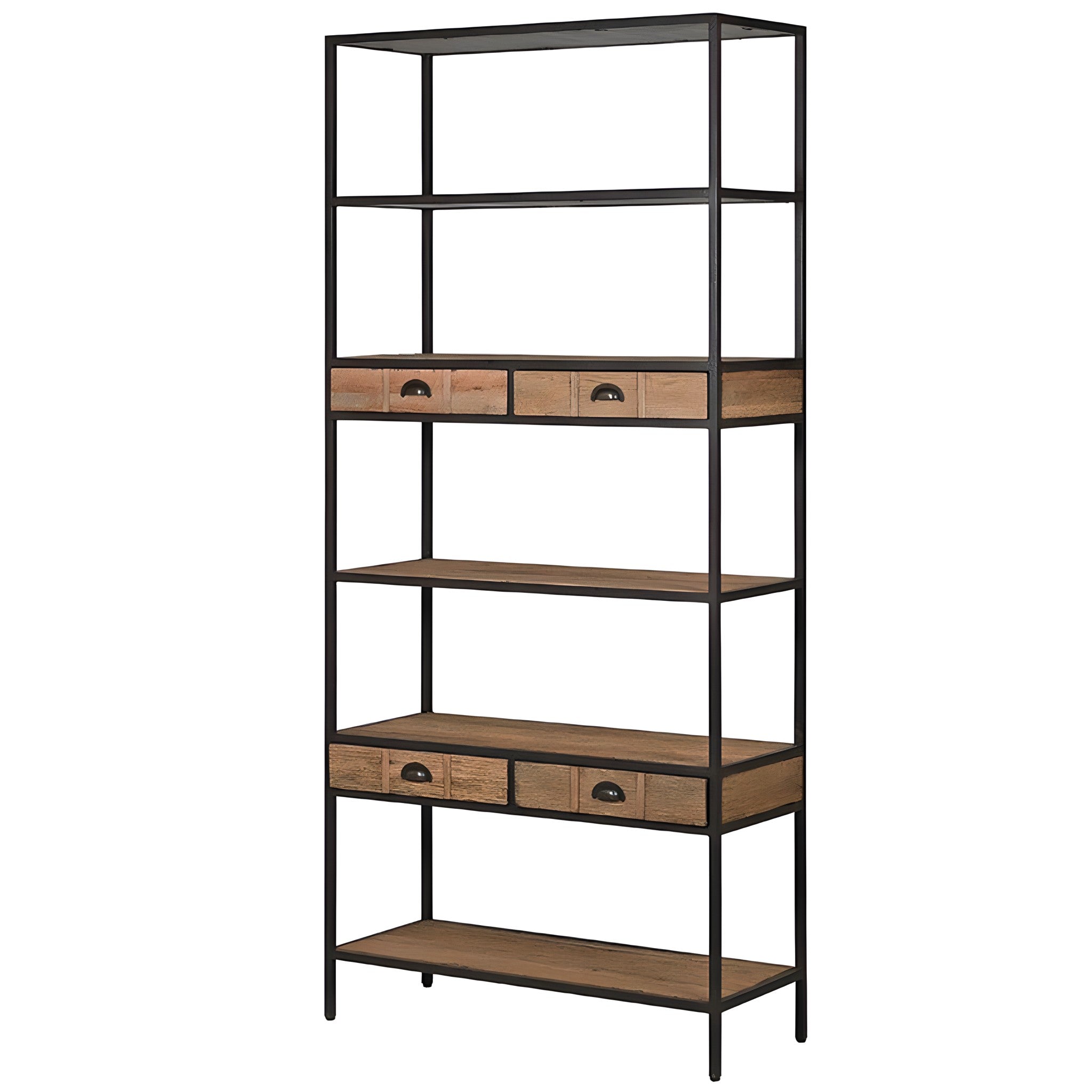وحدة أرفف معدن و خشب، 120*40*200 سم