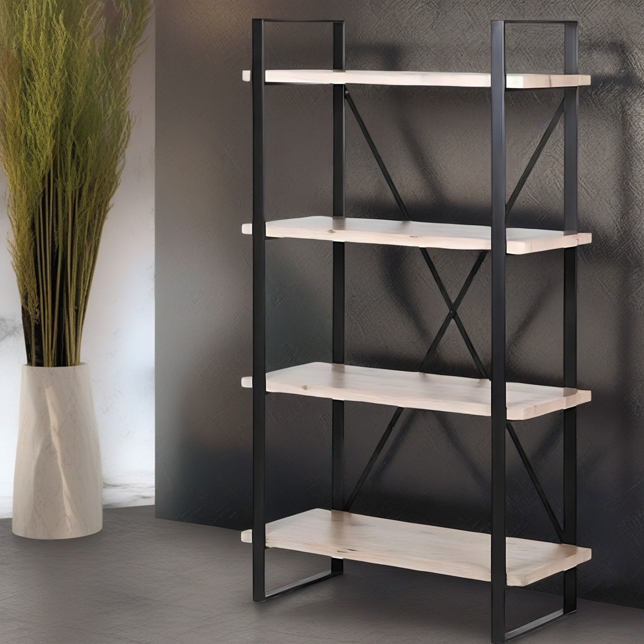 وحدة أرفف معدن و خشب، 120*30*200 سم