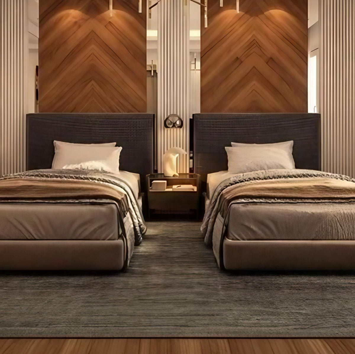 Single Bed Set, Counter and Beech Wood, 123x205x120 cm - 2 Pieces