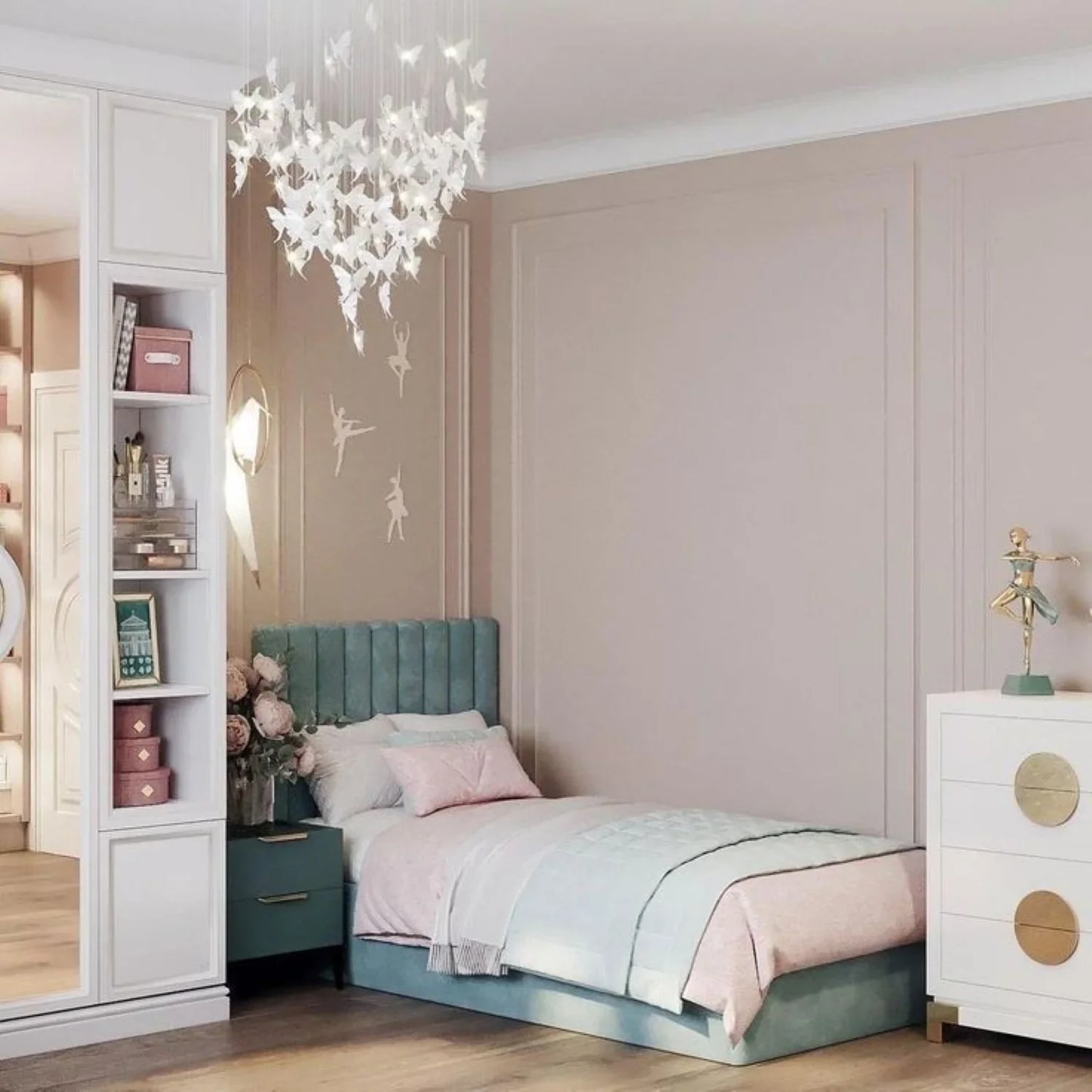 سرير فردي خشب ام دي اف و زان أحمر، 120*200*120 سم