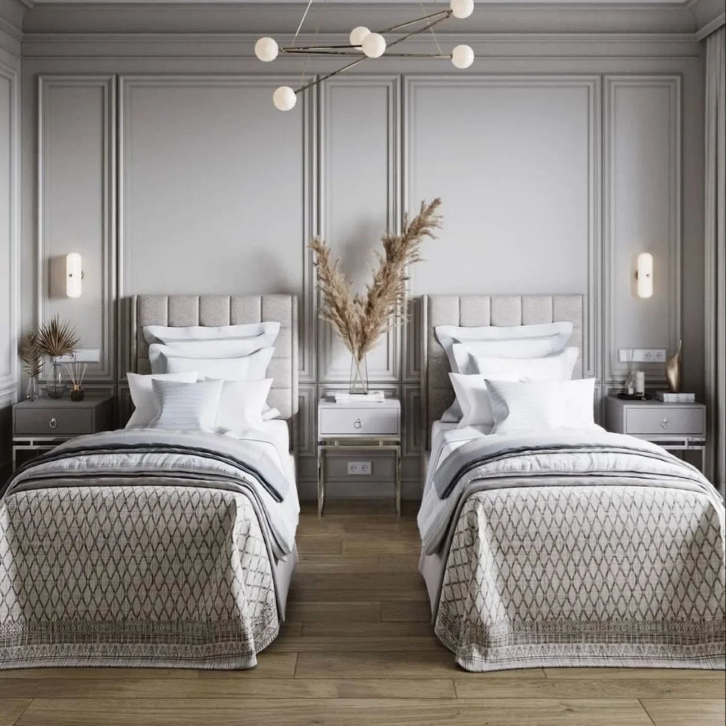 سريرين فردي خشب ام دي اف و زان، 100*200*120 سم