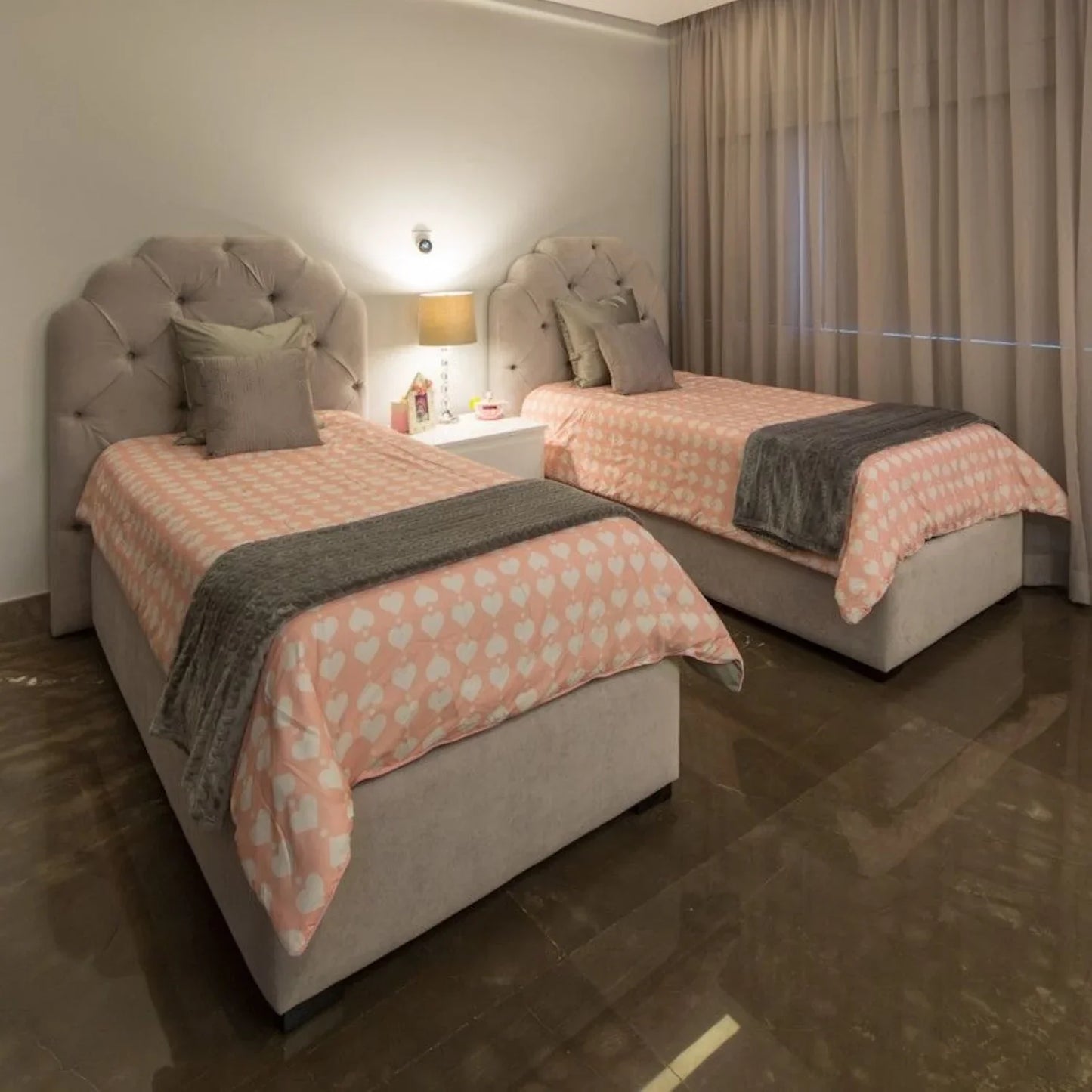 سريرين فردي خشب ام دي اف و زان، 120*200*120 سم