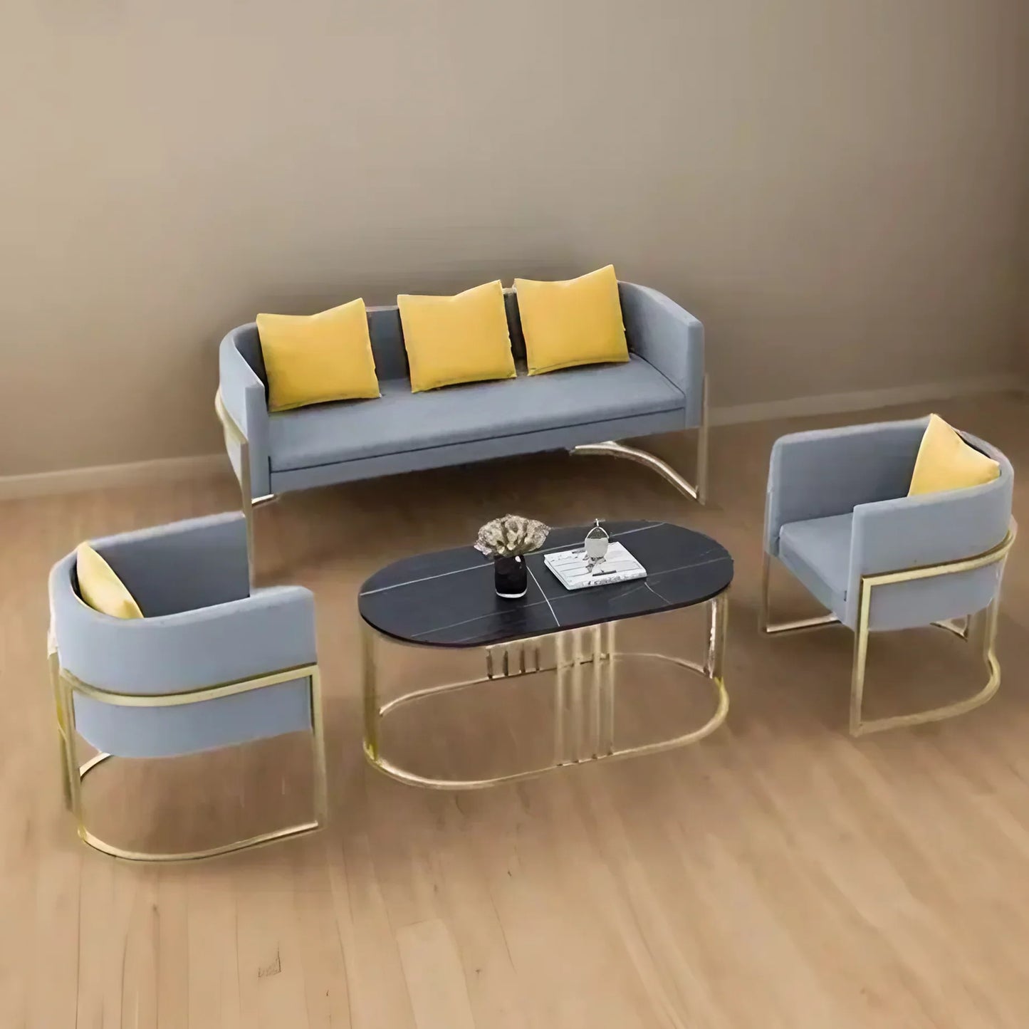 طقم أنتريه مع ترابيزة قهوة معدن، 4 قطع