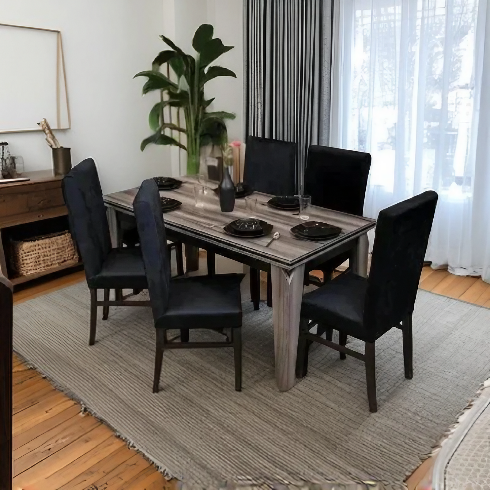 طقم سفرة ام دي اف، 7 قطع