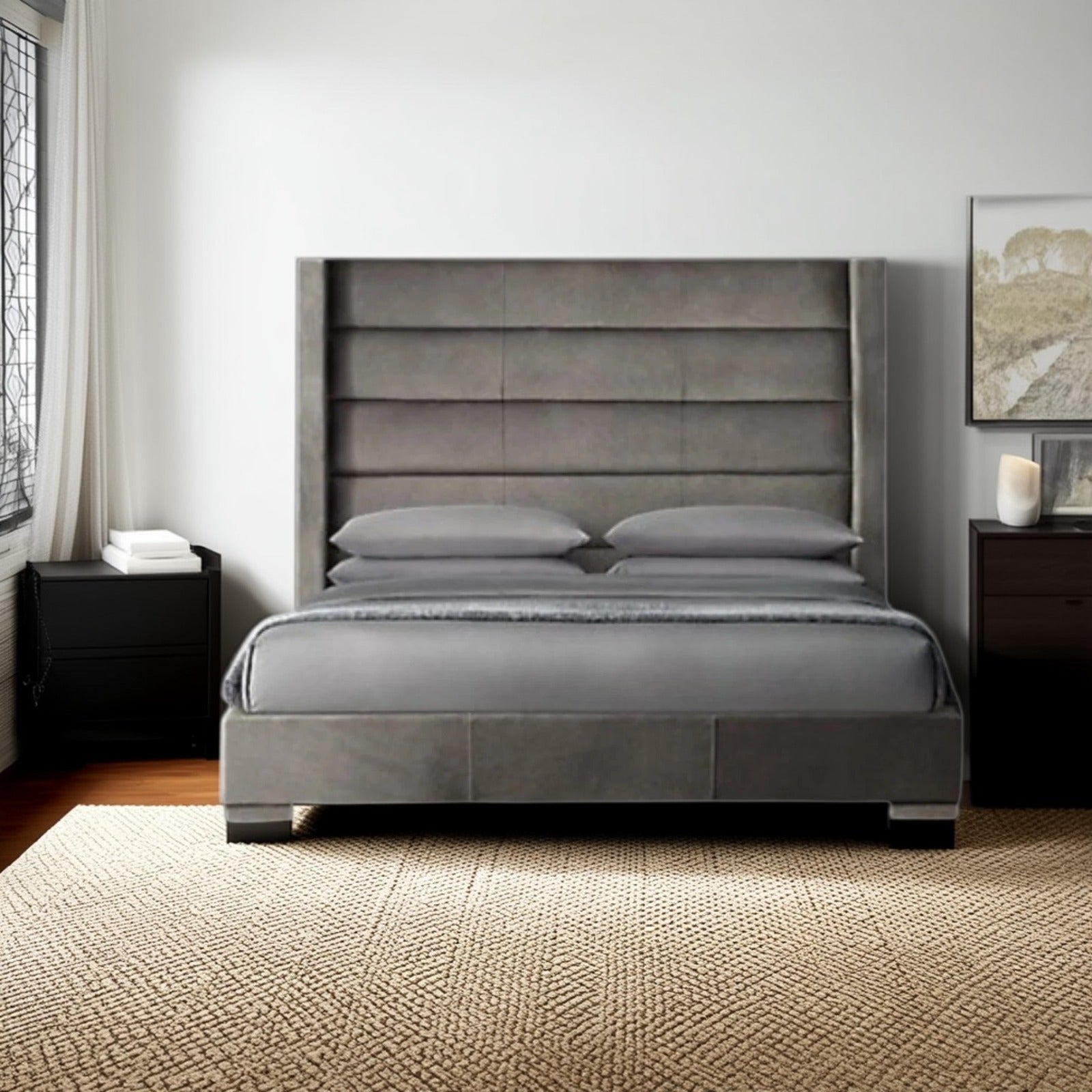 سرير سوبر كينج خشب ام دي اف و زان، 180*200*120 سم