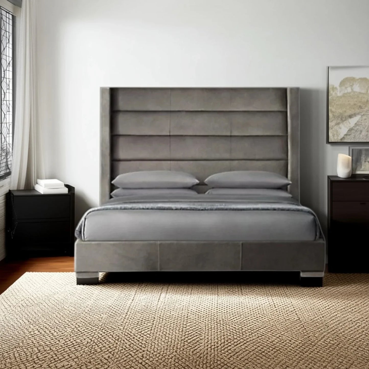 سرير سوبر كينج خشب ام دي اف و زان، 180*200*120 سم