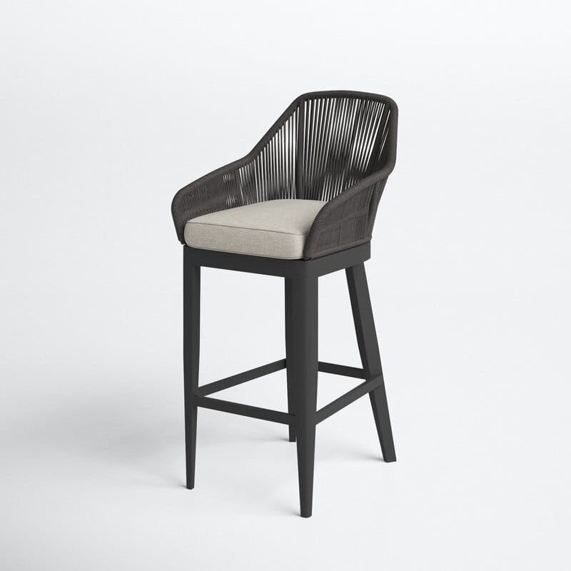 Outdoor bar stool, steel and wicker, 50*55*112 cm