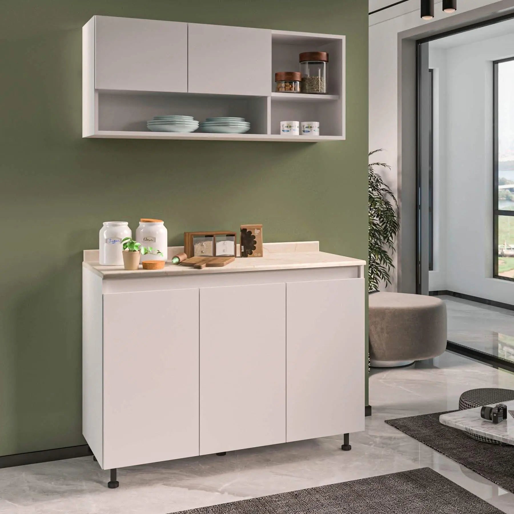 مطبخ خشب ام دي اف، قطعتين