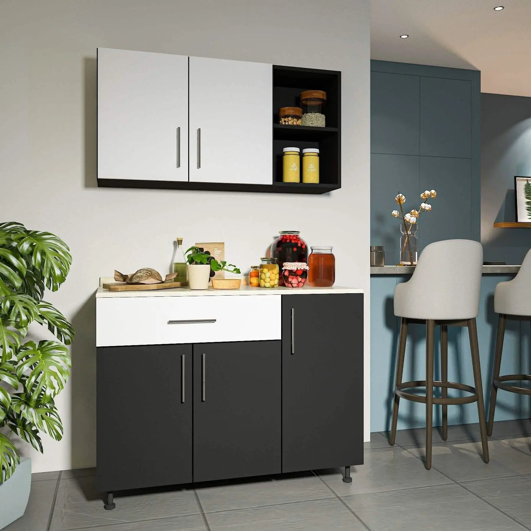 مطبخ خشب ام دي اف، قطعتين