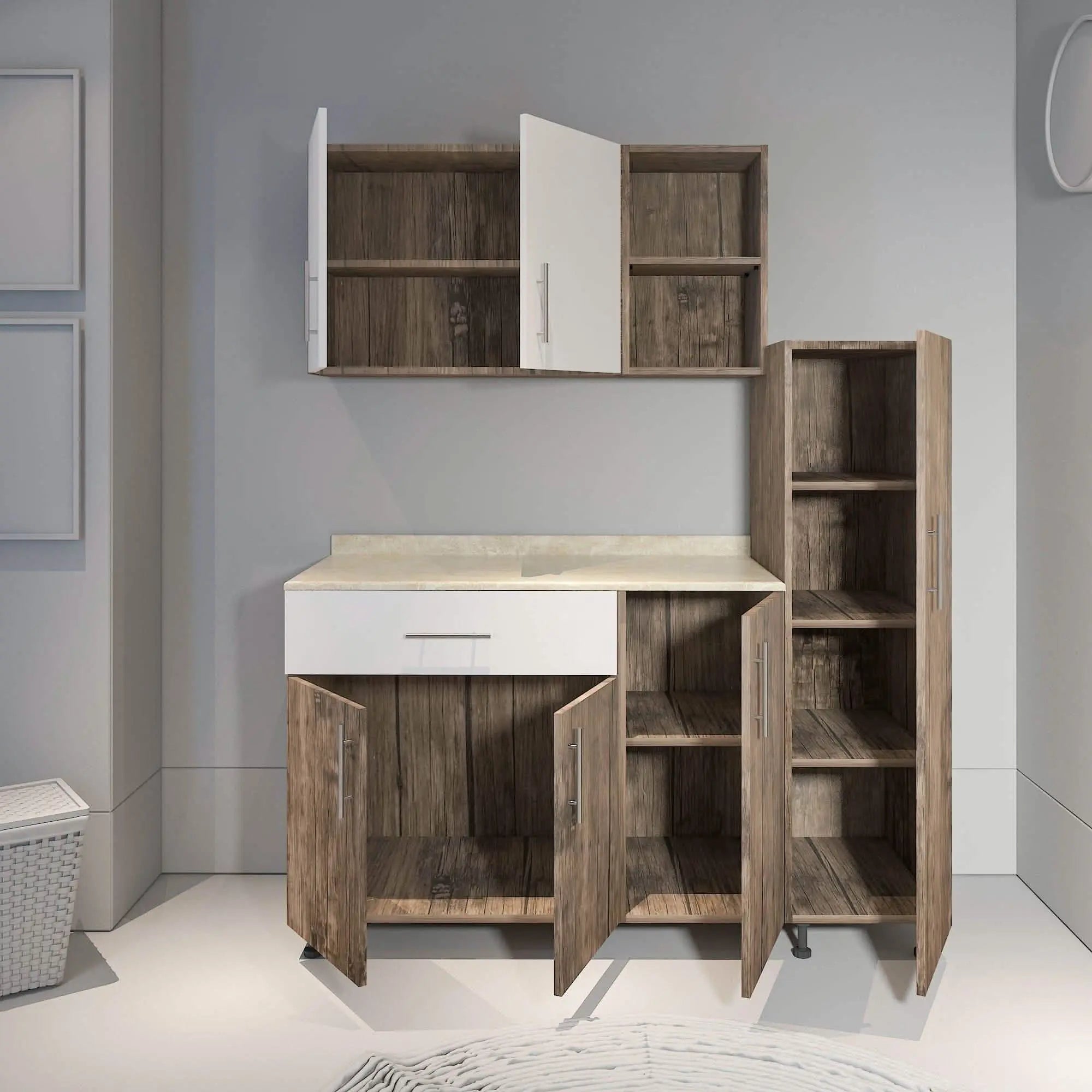 مطبخ خشب ام دي اف، 3 قطع