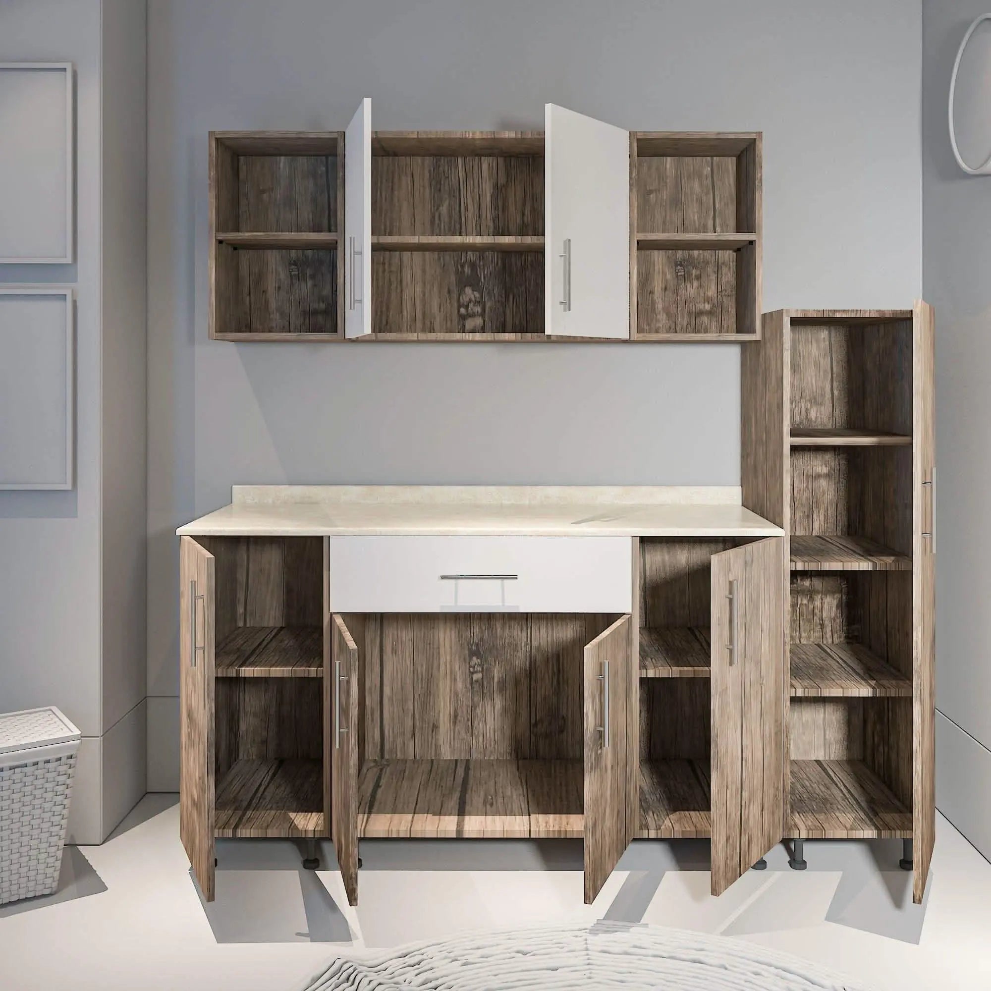 مطبخ خشب ام دي اف، 3 قطع