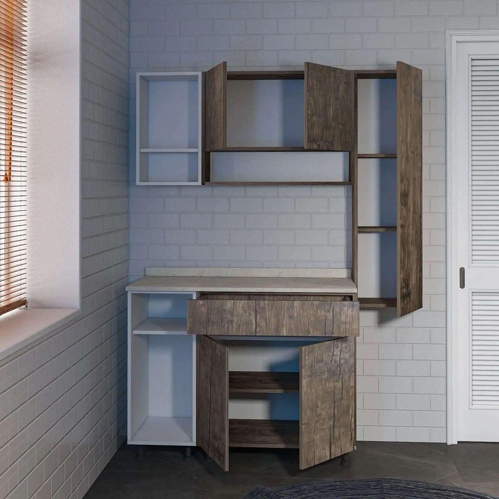 مطبخ ام دي اف، 3 قطع