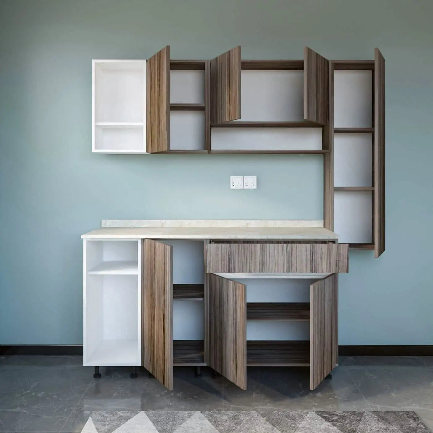 مطبخ ام دي اف، 3 قطع