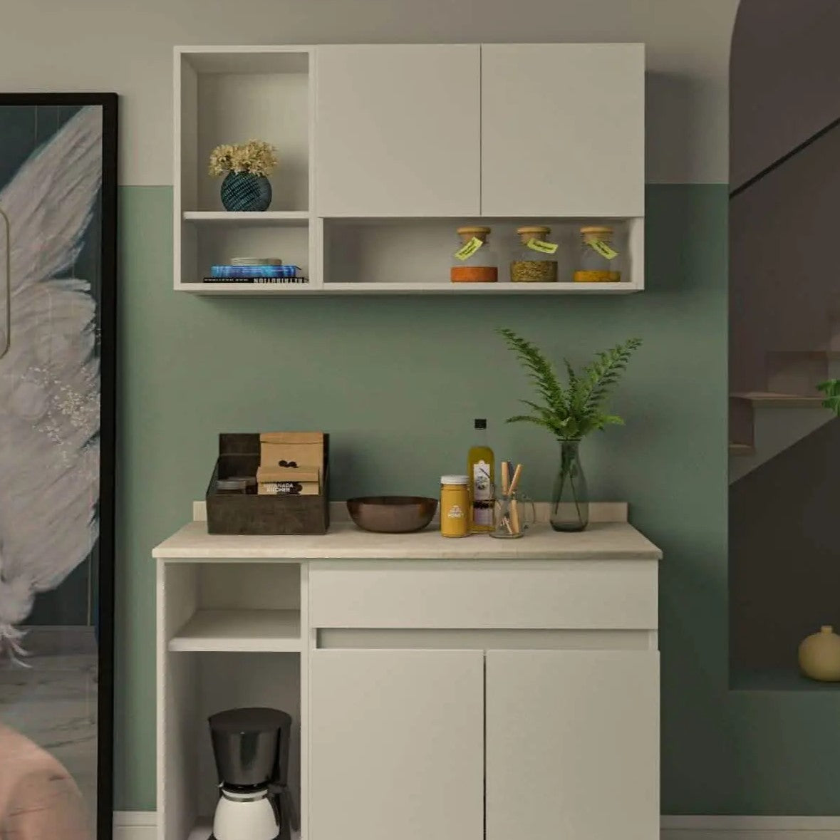 مطبخ خشب ام دي اف، قطعتين