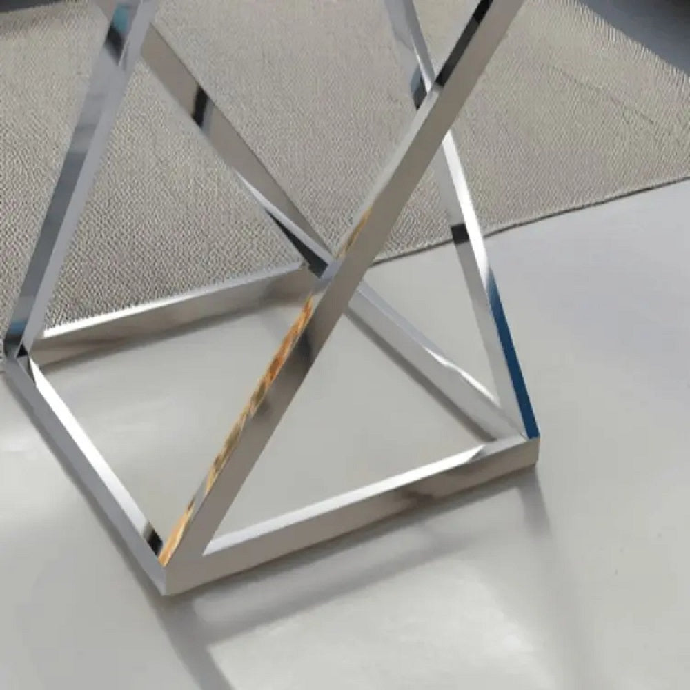 ترابيزة جانبية ستيل بسطح زجاج، 40*40*60 سم