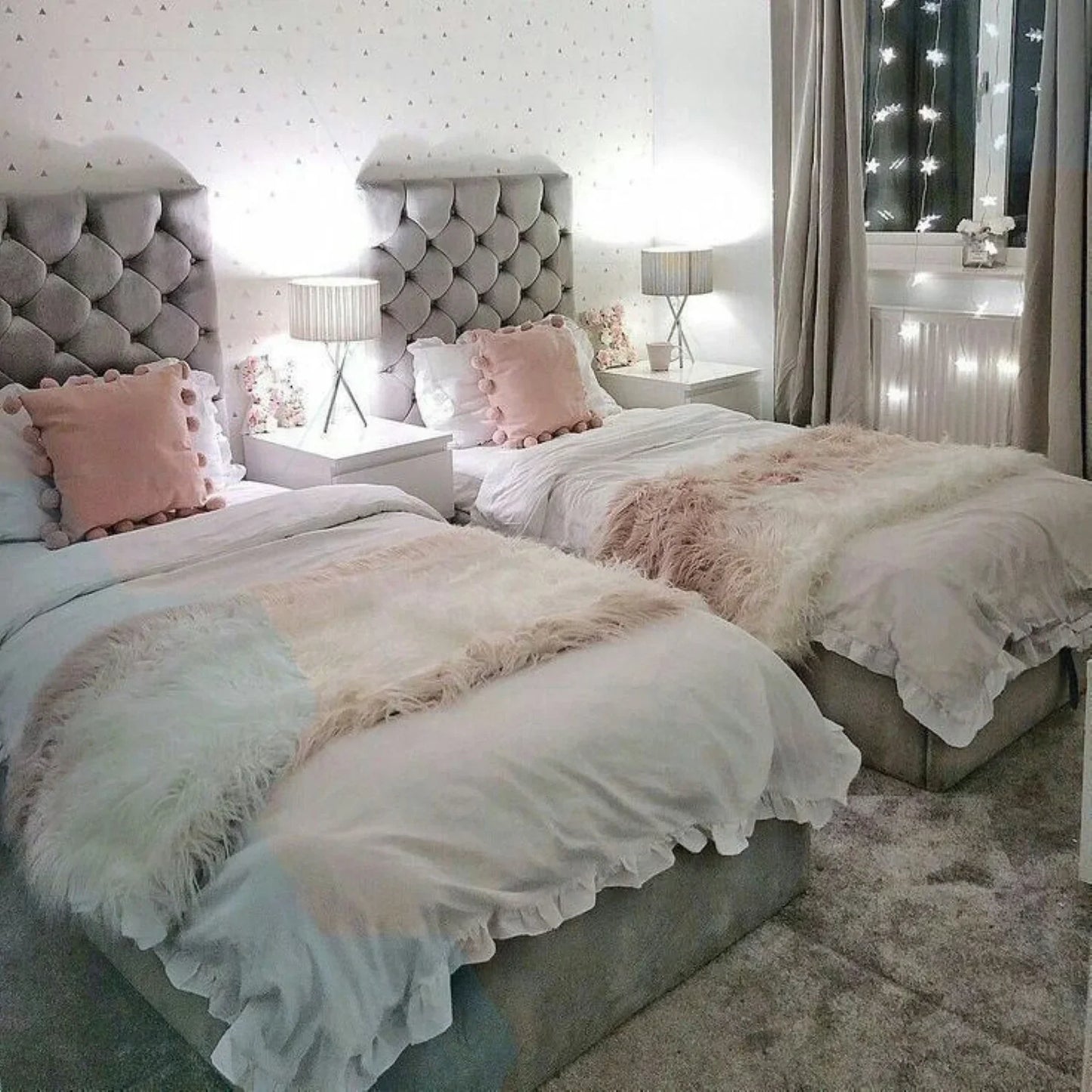 سريرين فردي خشب ام دي اف و زان، 100*200*120 سم