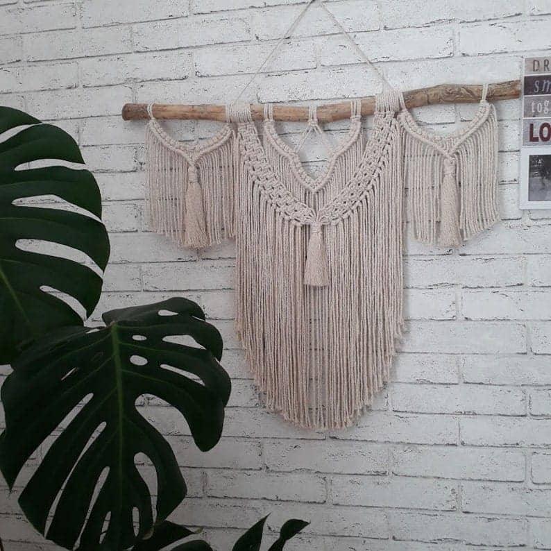 مكرمية حائط خشب، 120*90 سم