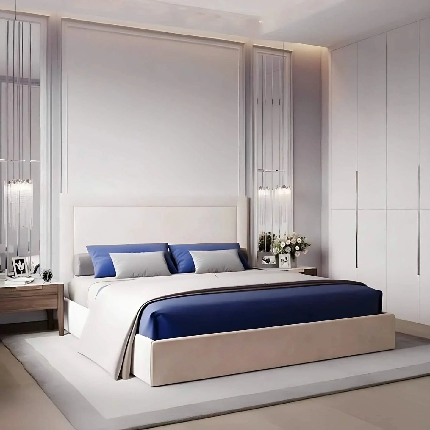 سرير كوين خشب موسكي، 150*195*120 سم