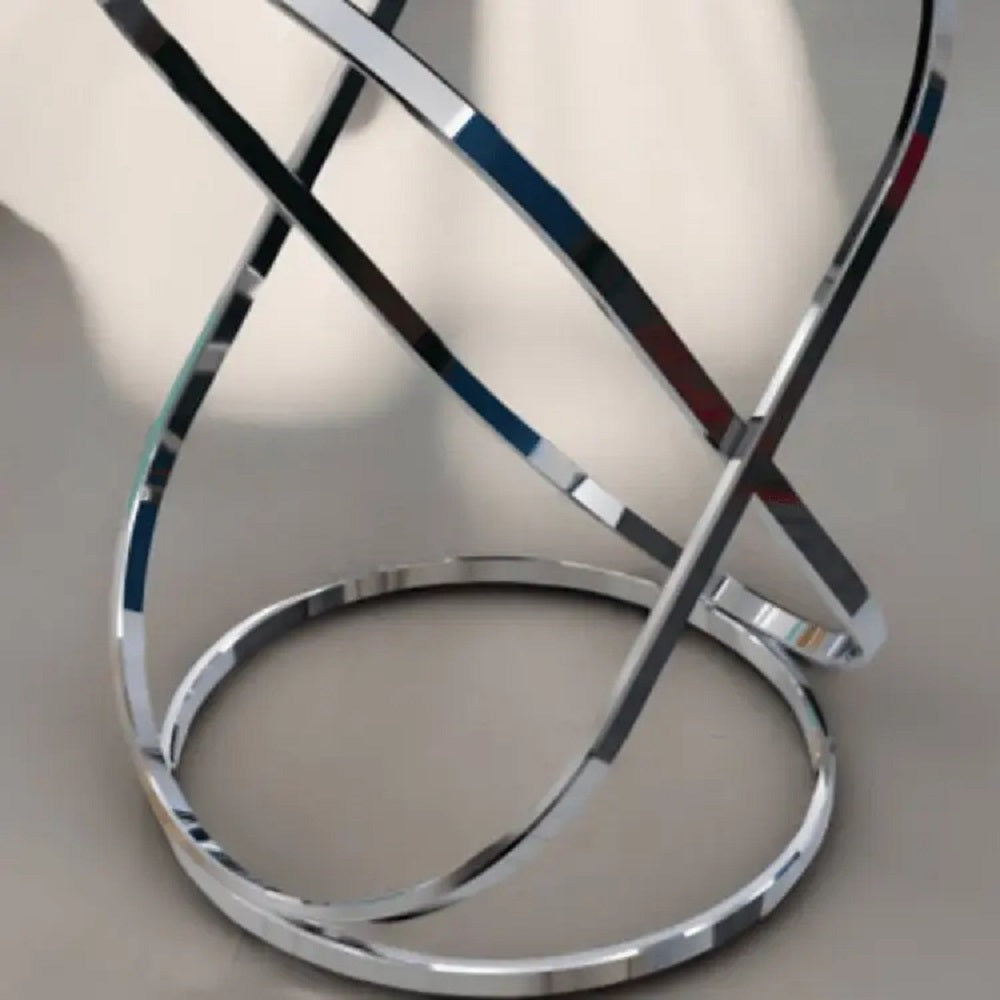 ترابيزة جانبية ستيل بسطح زجاج، 40*40*60 سم