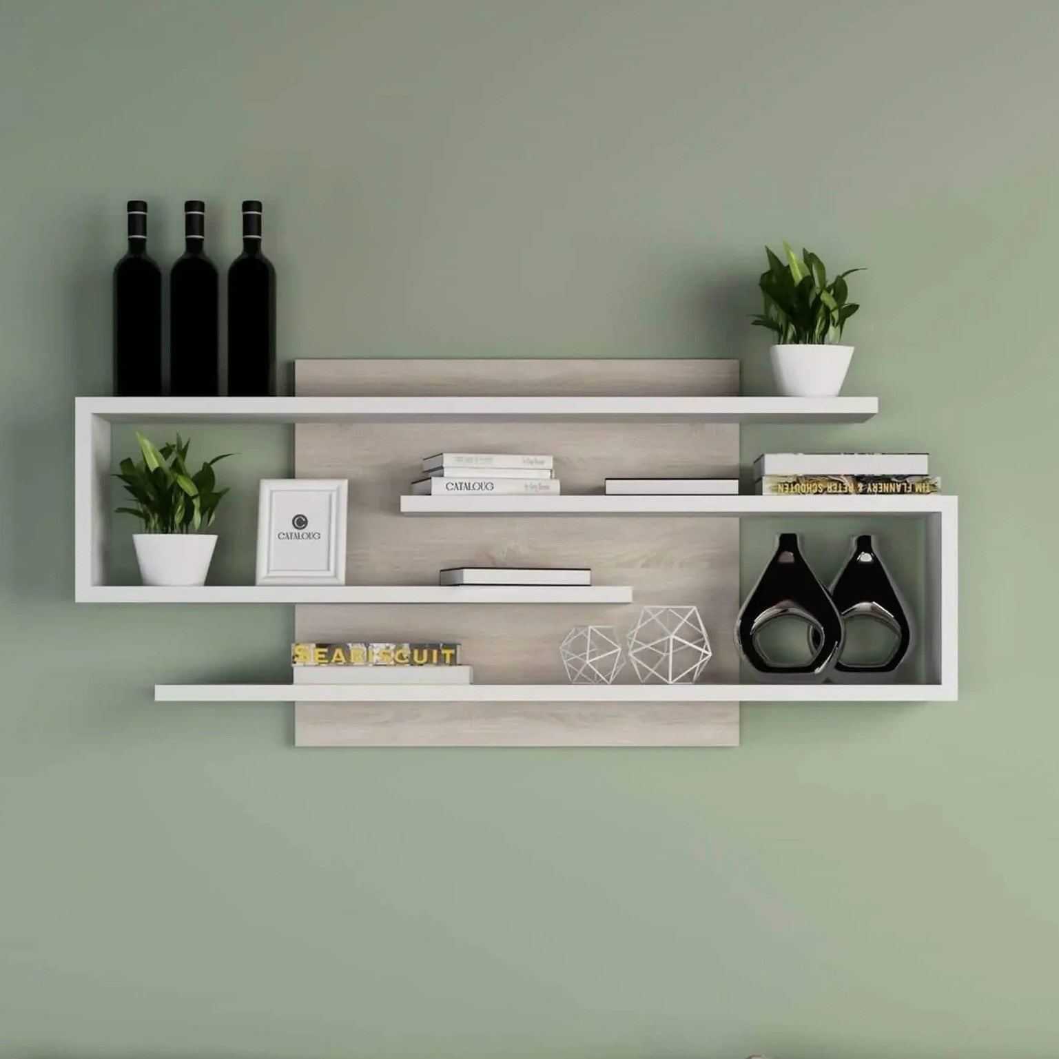 وحدة أرفف حائط ام دي اف، 100*15*44 سم