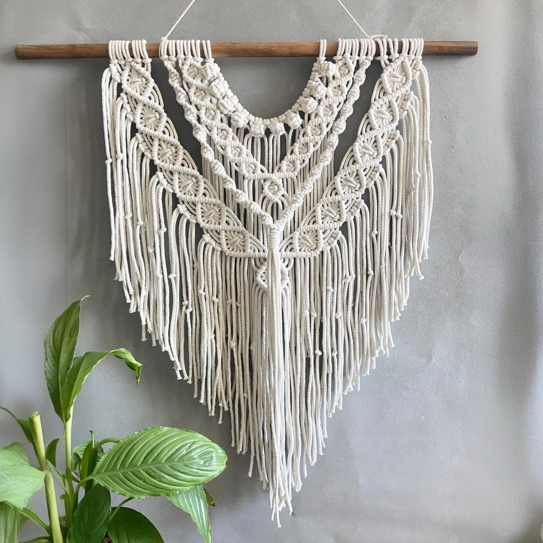 مكرمية حائط خشب، 90*100 سم