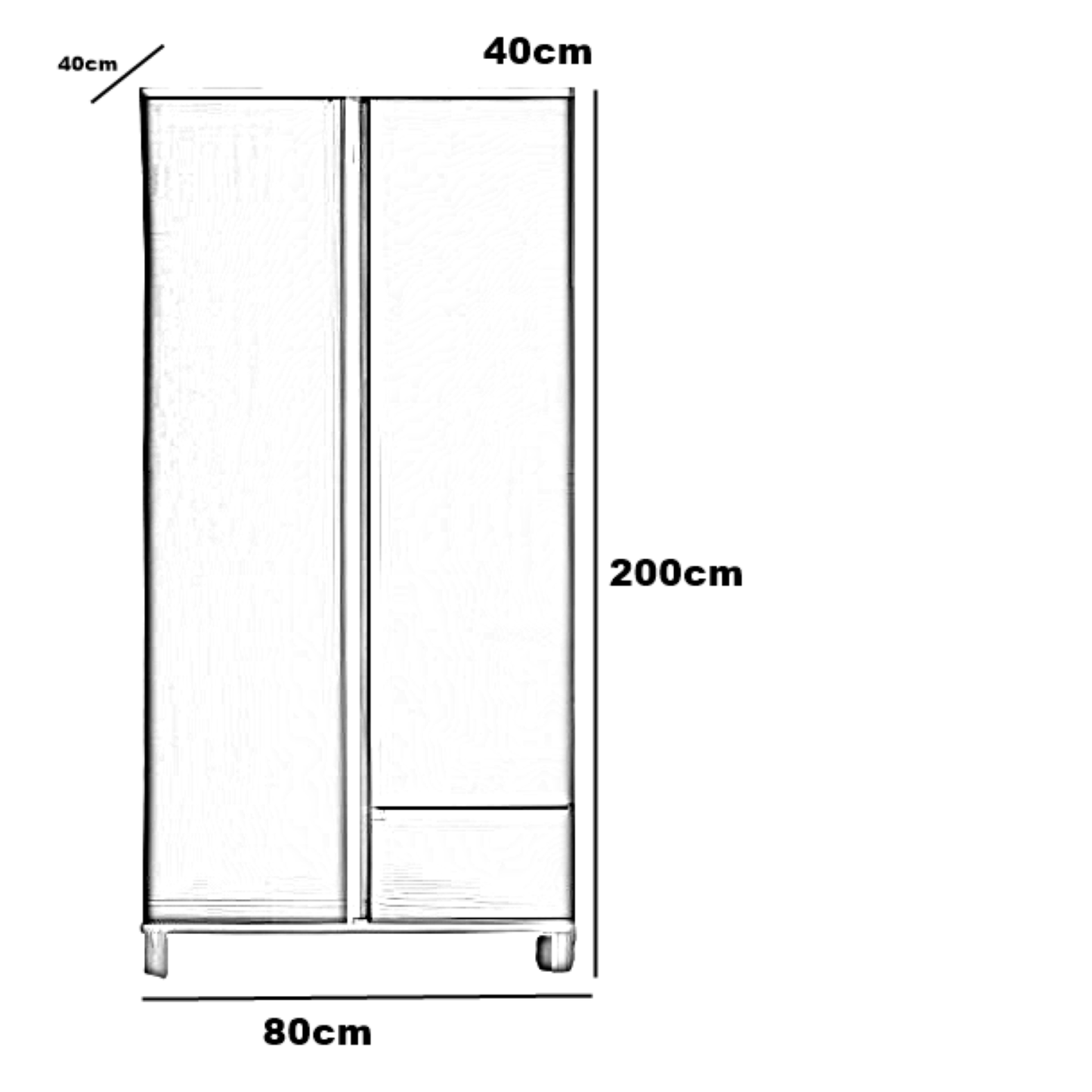 دولاب خشب ام دي اف، 80*40*200 سم