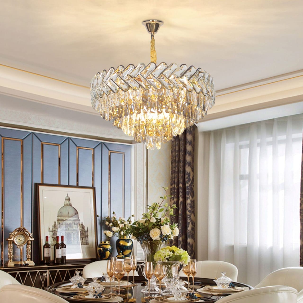 نجفة ستيل، 60*60 سم - ذهبي