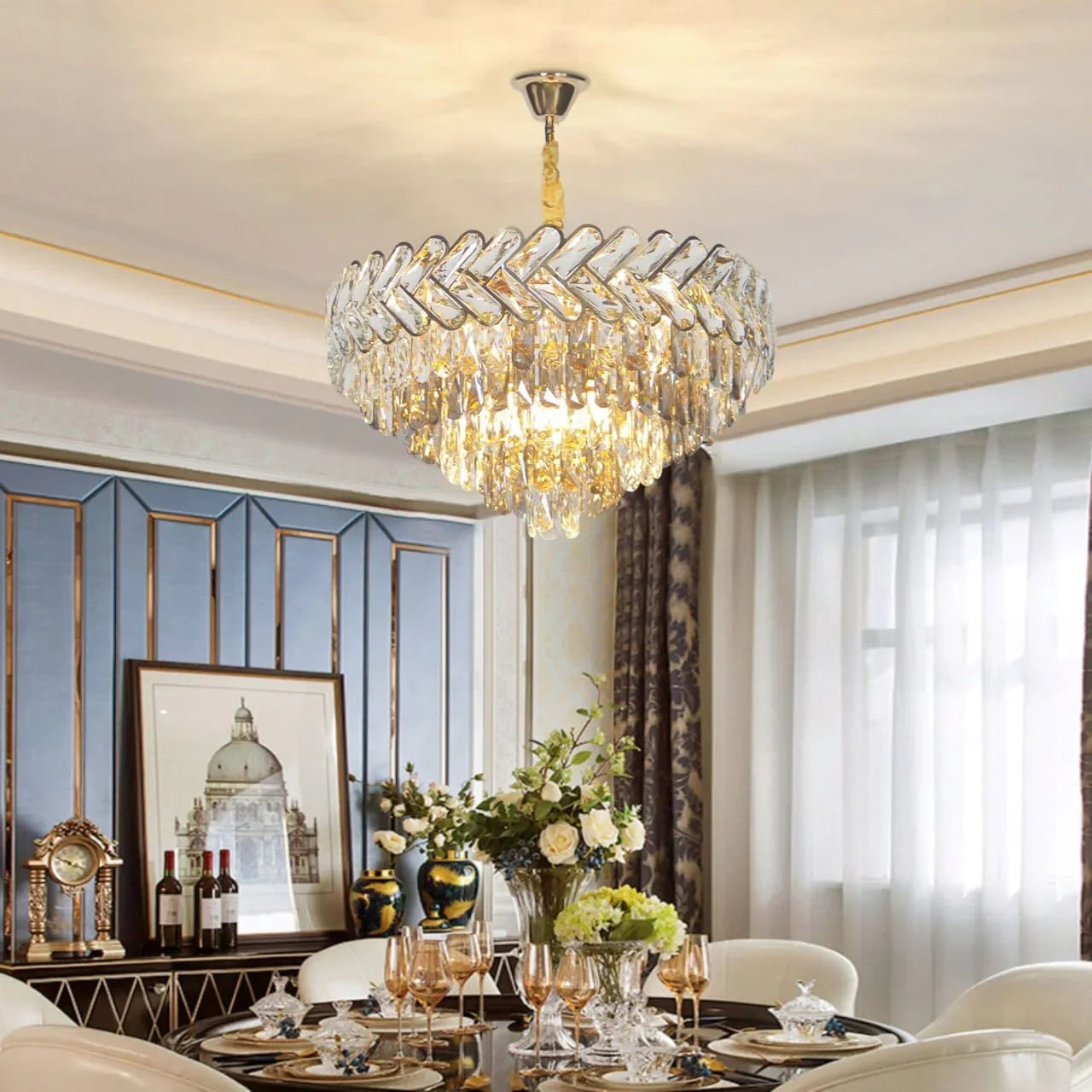 نجفة ستيل، 60*60 سم - ذهبي