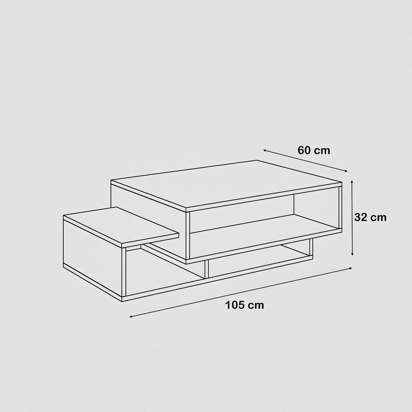 ترابيزة قهوة ام دي اف، 105*60*32 سم