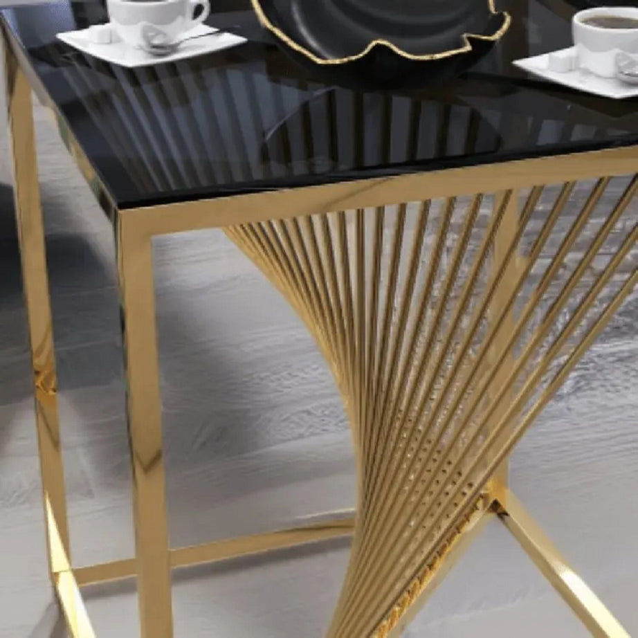 ترابيزة جانبية ستيل بسطح زجاج، 45*45*60 سم