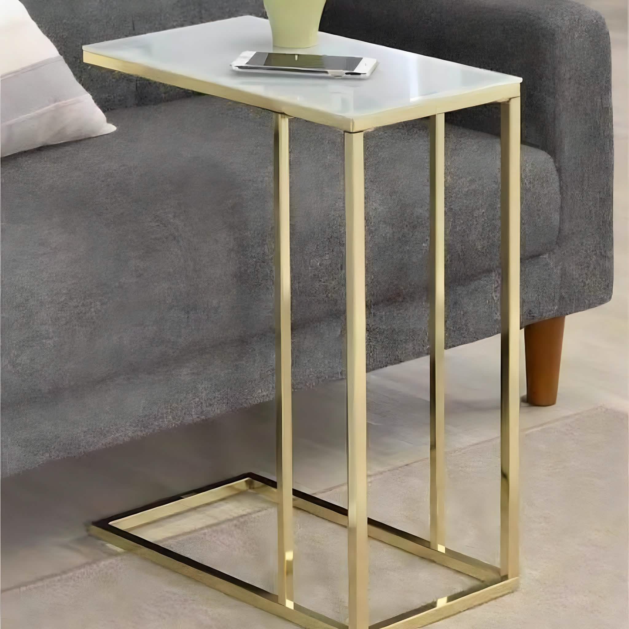 ترابيزة قهوة ستيل بسطح رخام، 30*40*50 سم