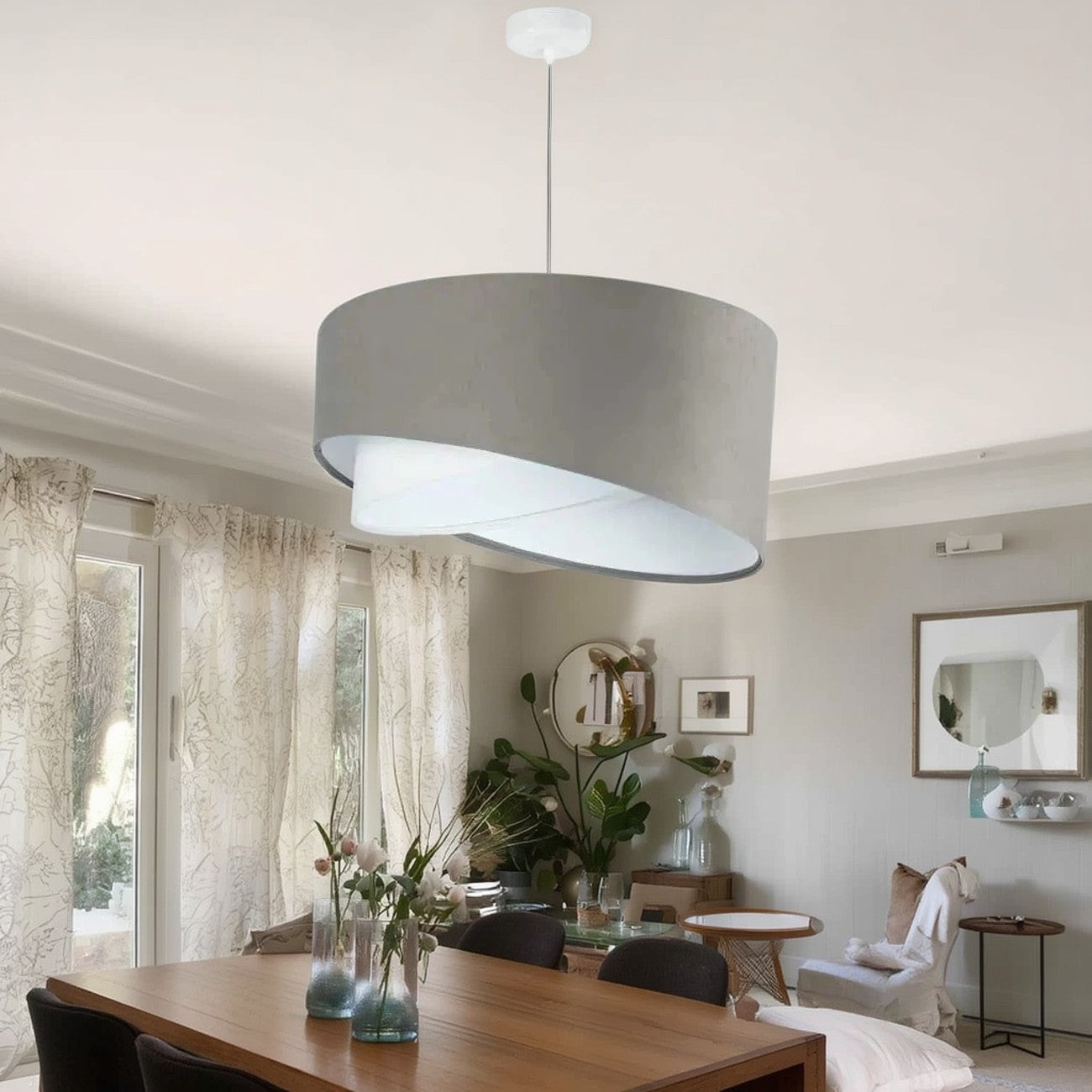 نجفة معدن، 70*50 سم - أبيض × رمادي