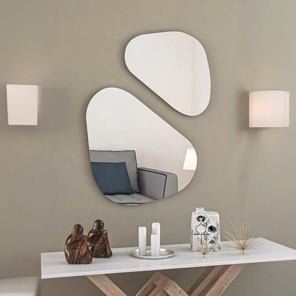 طقم مرايات حائط ام دي اف، قطعتين