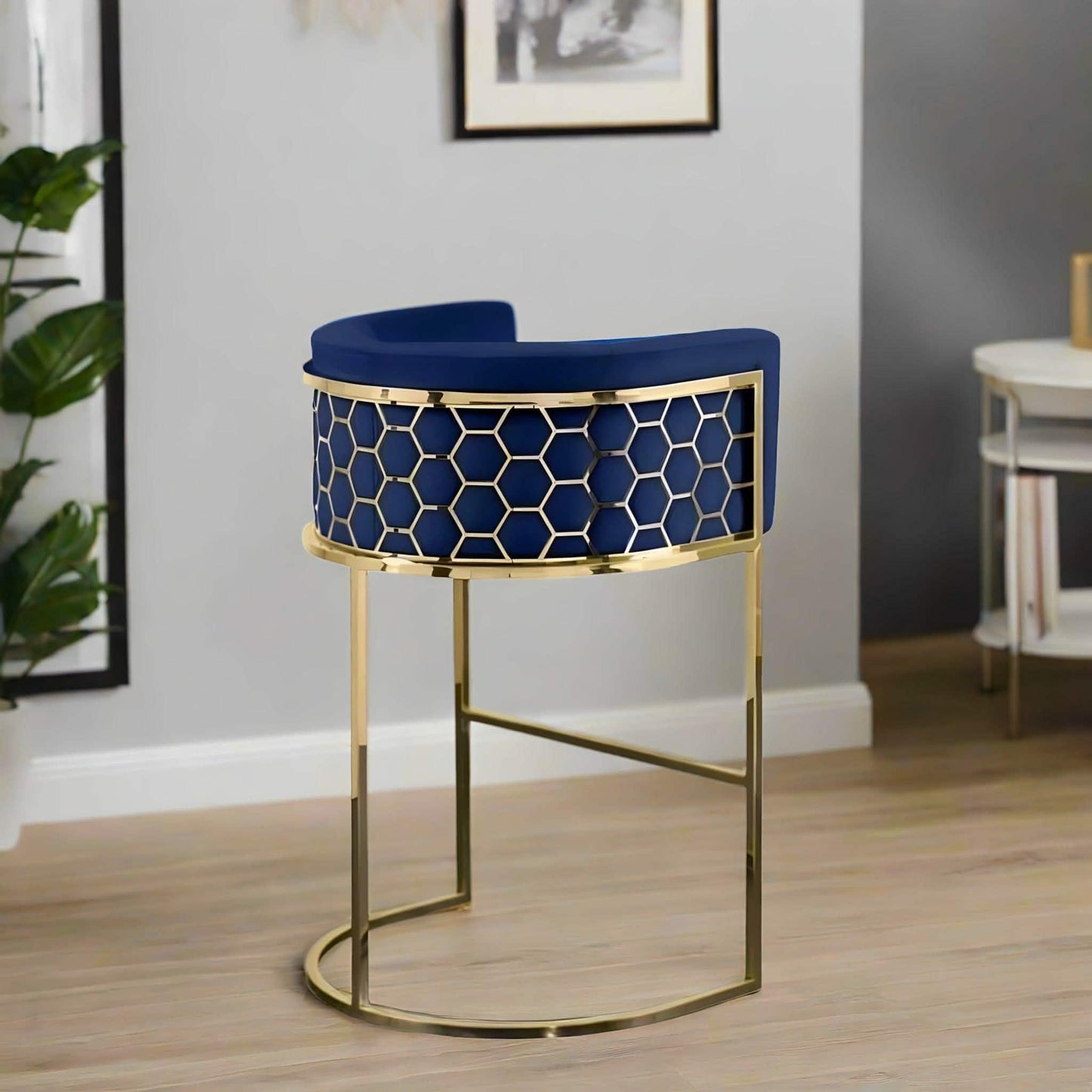 كرسي بار استانلس لون أزرق 70*70*85 سم - GAN60 Elegant