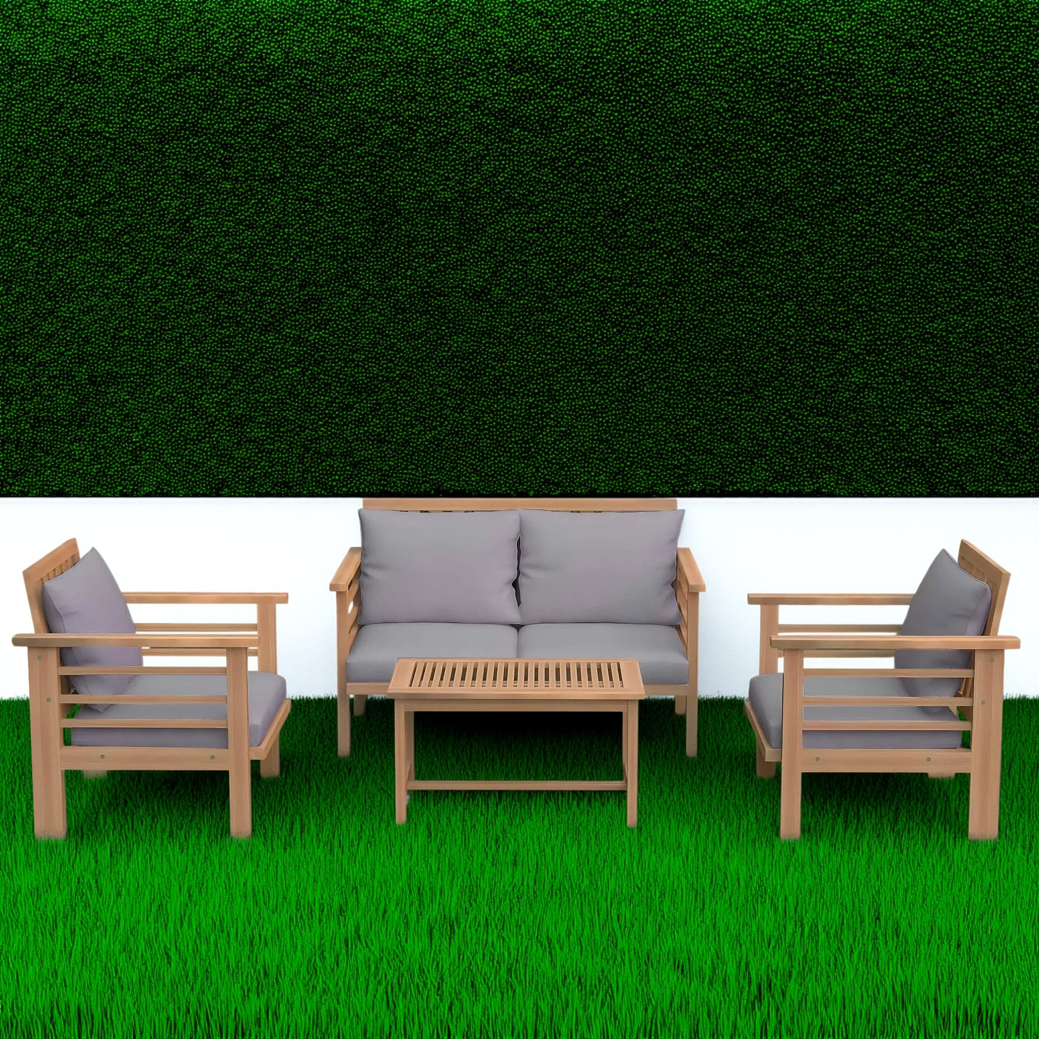 طقم خارجي خشب زان أحمر، 4 قطع