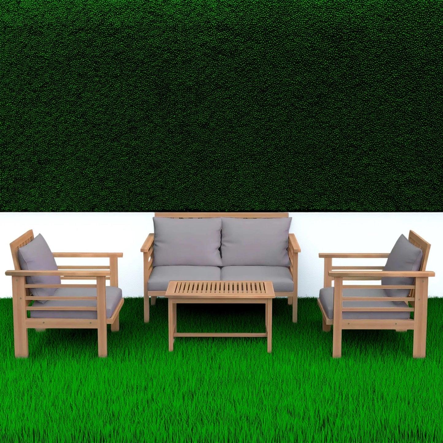 طقم خارجي خشب زان أحمر، 4 قطع