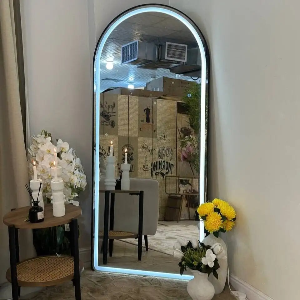 مرايا سمارت بإطار معدني، 65*180- أسود