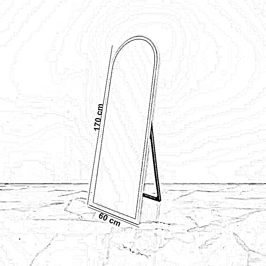 مرايا ارشيد استاند خشب ام دي اف، 60*170 سم - أبيض