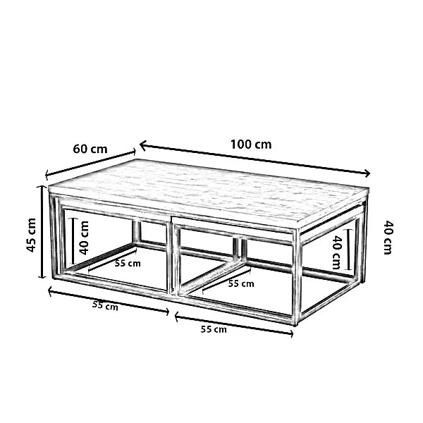 طقم ترابيزات خشب ام دي اف، 3 قطع