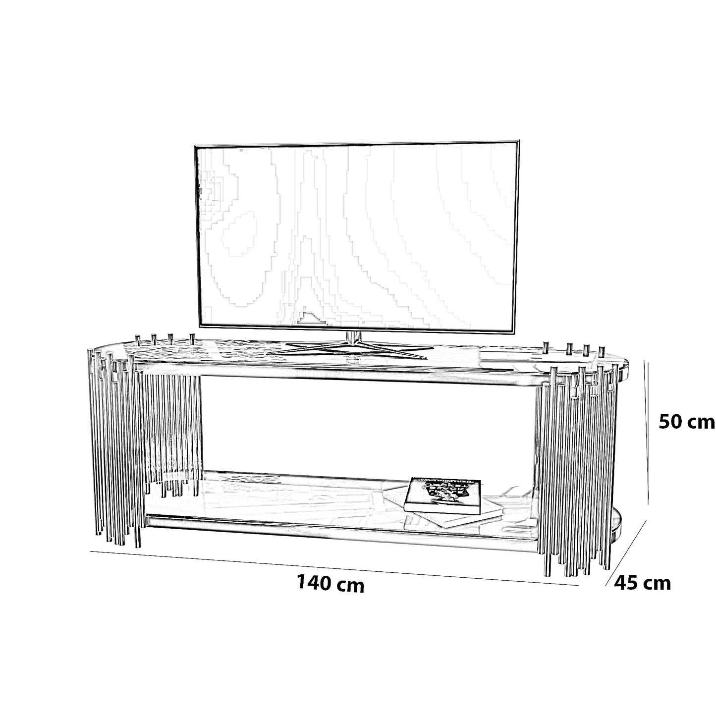 ترابيزة تليفزيون ستيل، 140*45*50 سم