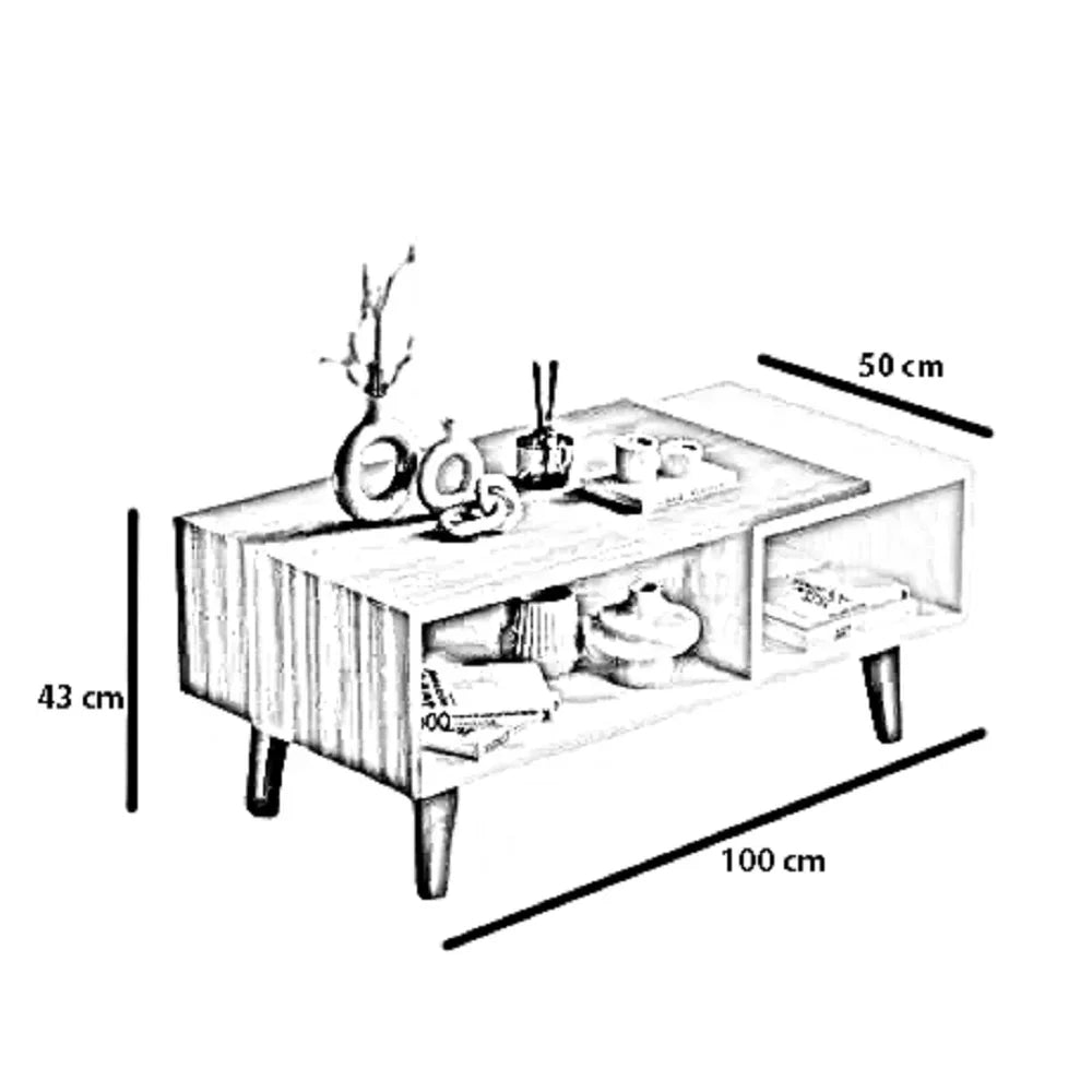 ترابيزة قهوة ام دي اف، 100*50*43 سم