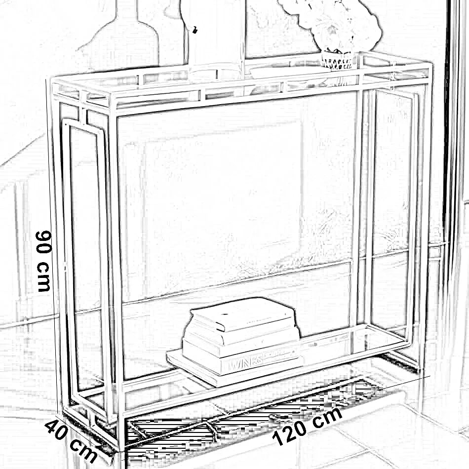 كونسول ستيل بسطح زجاج، 120*40*90 سم