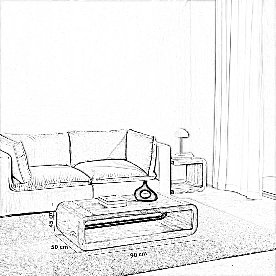 ترابيزة قهوة خشب كونتر، 90*50*45 سم