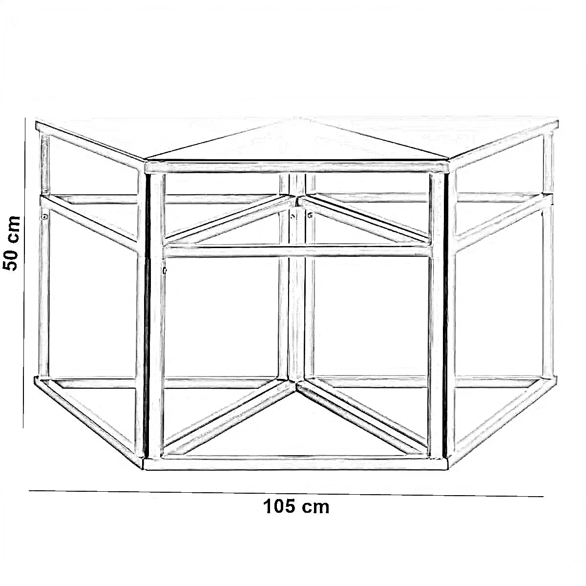 ترابيزة قهوة قابلة للتعديل ستيل بسطح زجاج، 3 قطع