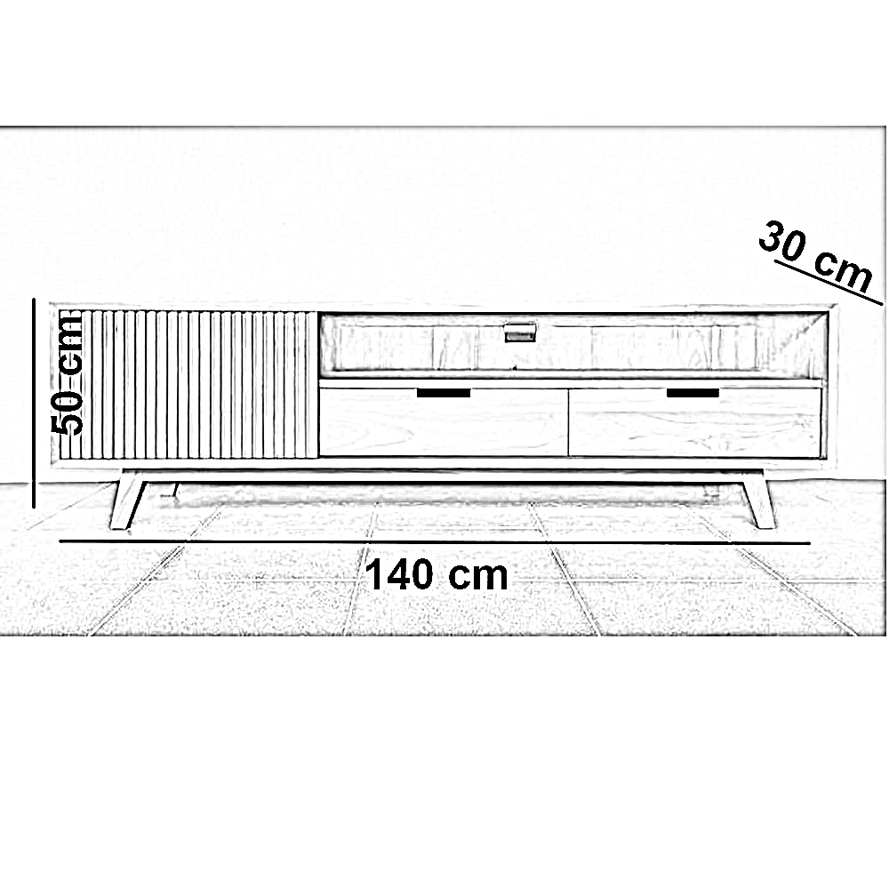 ترابيزة تليفزيون خشب ام دي اف، 140*30*50 سم
