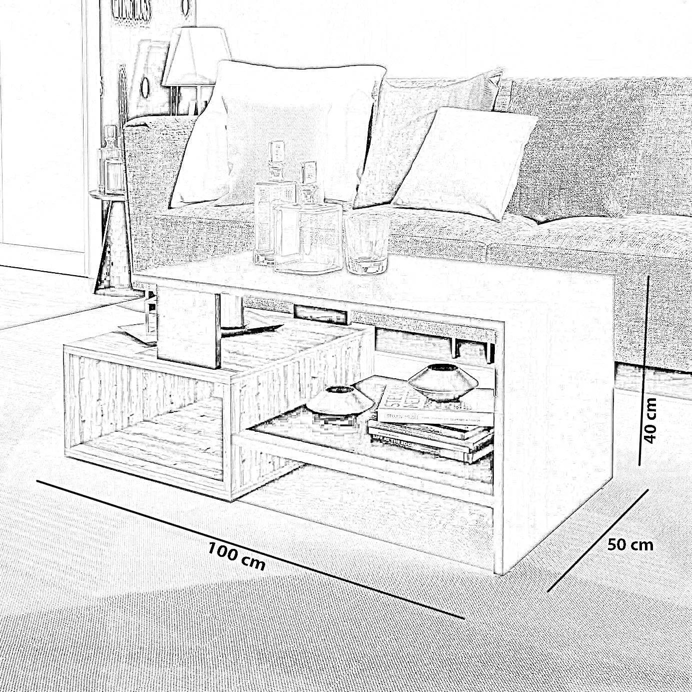 ترابيزة قهوة ام دي اف، 100*50*40 سم
