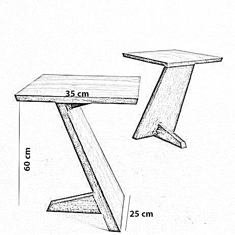 طقم ترابيزات جانبية خشب موسكي، قطعتين