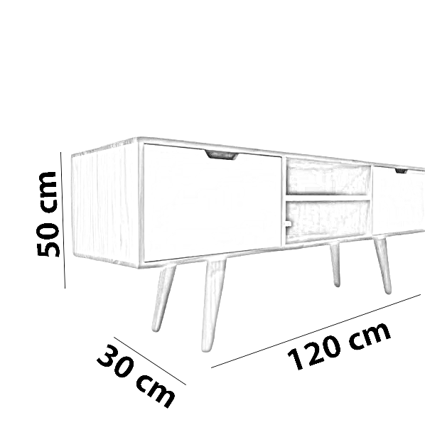 ترابيزة تليفزيون ام دي اف، 120*30*50 سم