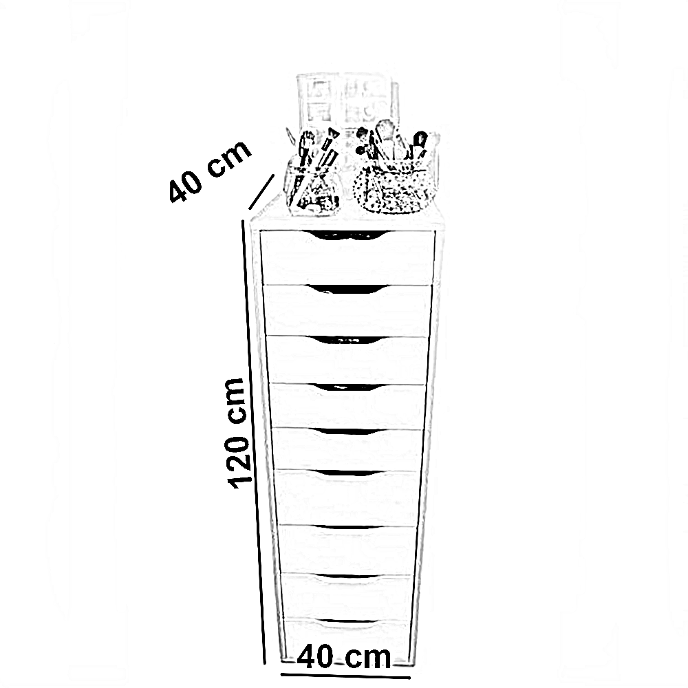وحدة أدراج خشب ام دي اف، 40*40*120 سم